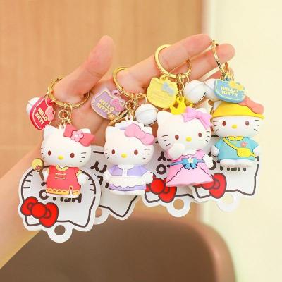 China Keyring 3d Cartoon Kawaii Hello Kitty Cat Keychains 3d Pvc Kawaii Cute Cartoon Character Keyring Anime Key Chains Ring for sale