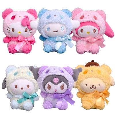 China Kids Toy Gift 10cm Kawaii Plush Toys Sanrio Kuromi Cinnamoroll Cute Kawaii Backpack Decor Keychain Panda Doll Toys For Children Christmas Gift for sale