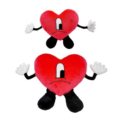 China Kids Toy Gift Yiwu2022 Custom Plush Toy Peluche Juguete Un Verano Sin Ti Plushie Almohada Red Heart Pillow Bad Bunny Plush for sale