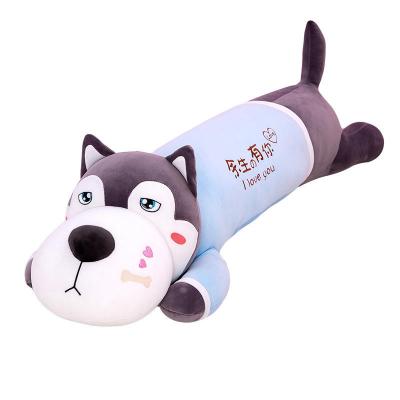 China Kids Toy Gift Husky plush toy sleeping pillow rag doll female cute doll bed lying on the bed dog doll birthday gift for sale