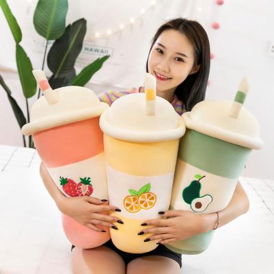 China Kids Toy Gift Wholesale 40cm 50 60 70cm Strawberry Small Boba Pearls Bubble Milk Tea Cup Fruit Stuffed Plush Toy Pillow for sale