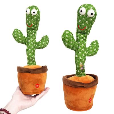 China Cartoon Cute Talking Cactus Dancing Toys Speaking Repeat Electronic Rechargeable Plush Toys Twisting Singing Dancer Wireless Talking Cactus for sale