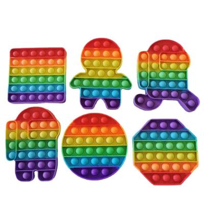 China Fuuny Large And Small Size Rainbow Push Bubble Sensory Toy,Anti-stress Game Stress Relief Squishy Silicon Pops Fidget Toys for sale