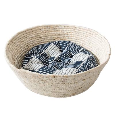 China Japanese Woven Travel Basket Four Season Universal Cat Litter Woven Rattan Mat Cat Bed Warm Pet Garbage for sale