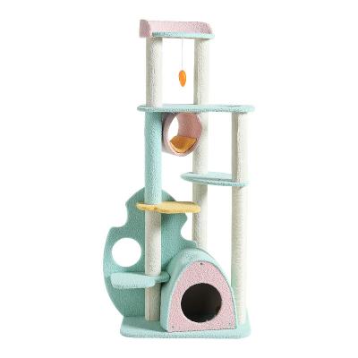 China MangoLeaf Stocked Bed 146cm Cat Tree Tower Unique Large Cat Bed Condo Cat Basket for sale