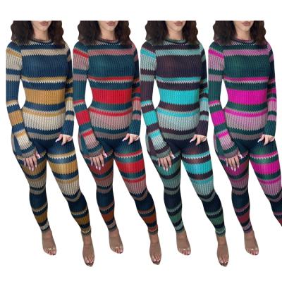 China Rose Fashion QUICK DRY black autumn stripe casual cross print knitted sheath women clothing onesie for sale