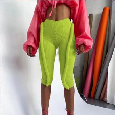 China 2021 FASHION BLACK PINK Breathable Women Fashion Gaiters Short Pants New Fringe Waist Tops Casual Joggers Tights for sale