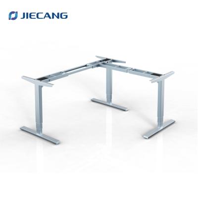 China JIECANG Triple Motorized Adjustable Desk Adjustable Motorized Sit Stand Table Electric Height(Height) Computer Standing Desk for sale