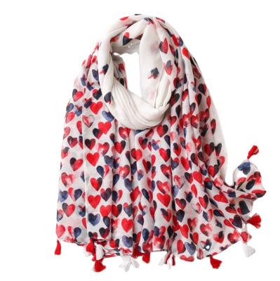 China Hot Selling Print Printed Scarf With Lovely Heart Pattern for sale