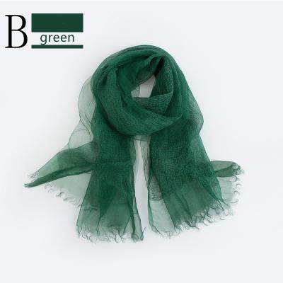 China Wholesale Thin Scarves Ladies Long Spring Summer Crinkle Solid Silk Retro Custom for sale