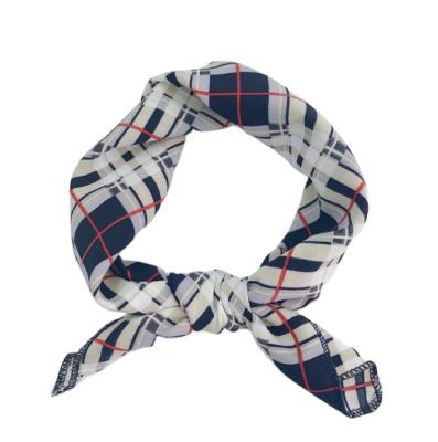 China Hot Selling Cute Colorful Small Wear Girl Hair Tie Band Square Scarf for sale