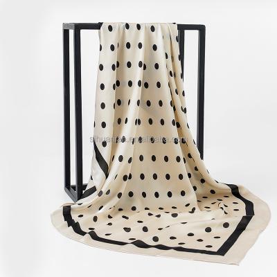 China Hot Fashion Women Scarf Touring Wide Wear Dot 90 Printing Square Gauze Scarf for sale