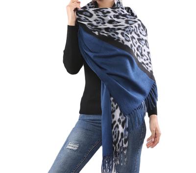 China Use European style winter leopard splicing animal warm scarf for women for sale