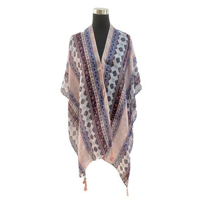 China Use beautiful floral print high quality shawl polyester beach shawl for women summer for sale