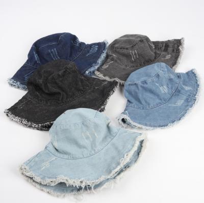 China Custom Stylish Washed Picture Denim Bucket Hats for sale