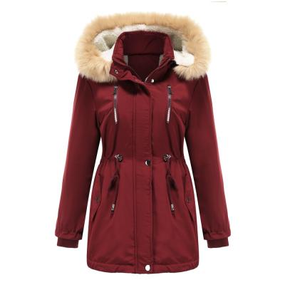 China 2021 winter women's new ladies' multi-color loose plush hooded anti-wrinkle coat in autumn and winter. for sale