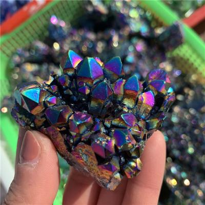 China Wholesale Natural Rainbow Aura Quartz Crystal Cluster Angel Aura Quartz Pineapple Crystal Cluster from China for sale