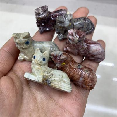 China Handmade China Crystal Stone Cat Carved Crystal Animals For Gifts for sale