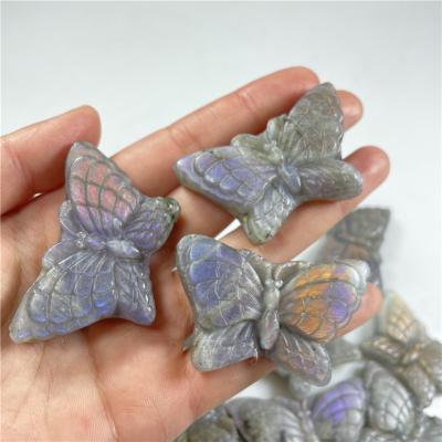 China China Natural Hand Carved Selling Crystal Lovely Purple Butterfly Ornaments Crystal Carvings Purple Labradorite For for sale