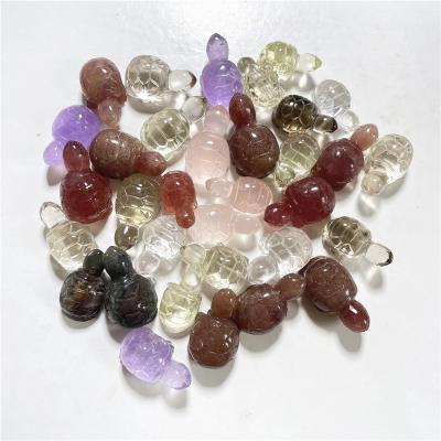 China Handmade Citrine Quartz Crystal Turtle Carvings from China Strawberry Crystal Turtle Rose Quartz Amethyst for sale