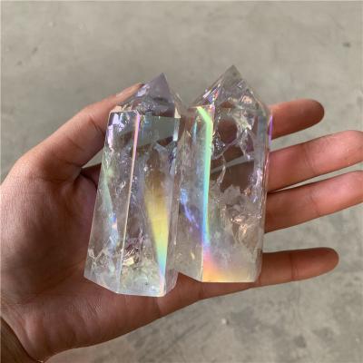 China China Angel Aura Crack Quartz Crystal Tower High Quality Healing Crystal Point For Decoration for sale