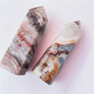 China Wholesale Natural Crystal Points Crystal Tower For China Agate Crystal Wand Healing Druzy Lace Decoration for sale