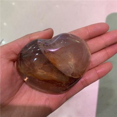 China Red Hematoid Quartz Crystal Heart Fire Quartz Heart of China Quartz Fire for Healing for sale