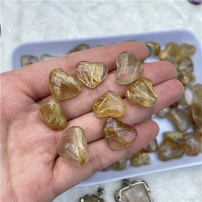 China China Hot Sale New Product Natural Rutilated Quartz Crystal Heart Carving For DIY Bracelet Or Pendant for sale