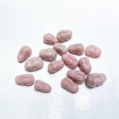 China Wholesale Natural Handmade Pink Opal Crystal Rabbit Carving Opal Animal From China For DIY Bracelet Or Pendant for sale