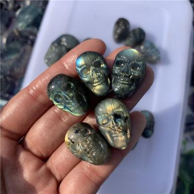 China China Labradorite Mini Skull Carving Crystal Handmade Natural Shining Skull For Decoration for sale