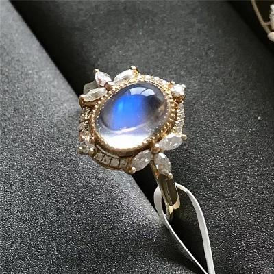 China China Natural Blue Moonstone Crystal Ring Adjustable Size For Sale for sale