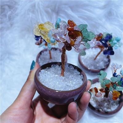 China Wholesale China Fengshui Gemstone Tree Hand Carved Lucky Money Tree Healing Crystal Trees For Decoration for sale