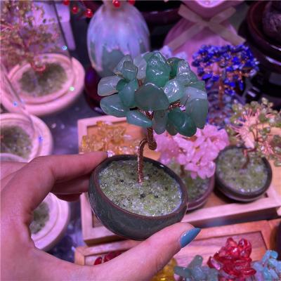 China China Wholesale Natural Hand Carved Lucky Money Tree Fengshui Gemstone Healing Crystal Trees For Decoration for sale