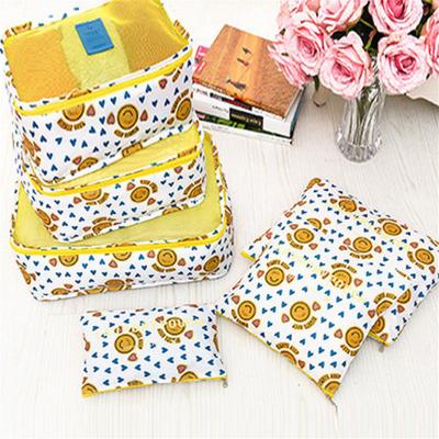 China Quality Viable Price Guaranteed Appropriate Six-piece Set Floral Fabric Series Travel Luggage Storage Bag for sale