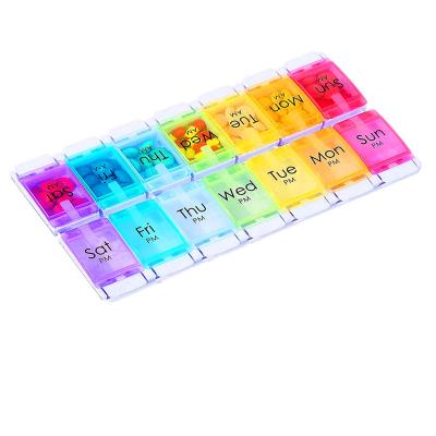 China Medication Dispenser 14 Compartments AM P.M. Weekly Home Night Vitamin Holder 2 Times A Day Daily Pills Organizer 7 Day Pill Box for sale