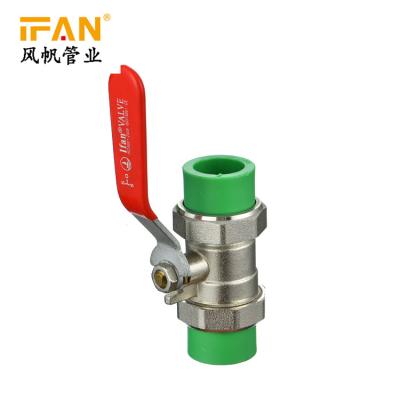 China Drinking water cold& hot IFAN PPR pipe and fit brass PPR double union ball valve iron ball valve Llave de bola PPR ball valve for sale