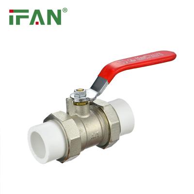 China Drinking water cold& Factory IFAN ball valve PN25 green color use hot original wholesale durable control suction PPR brass valve for sale