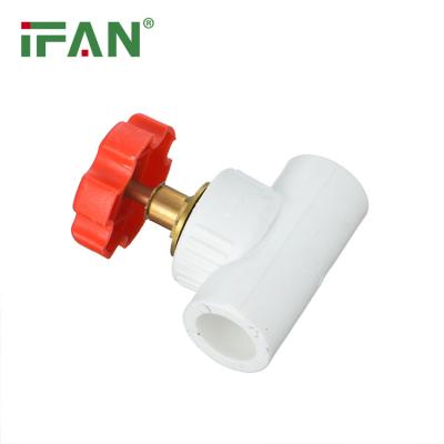 China Water Control IFAN PPR Stop Valve Plug Fit Plastic Iron Handle Body Iron Handle White Color 20mm Gate Valve For Water Pipe for sale