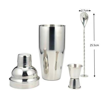 China Long Lasting Durable And Luxury Martini Shaker Double Wine Double Jigger Stainless Steel Bar Spoon 3 Pieces Tool Kit Bar for sale