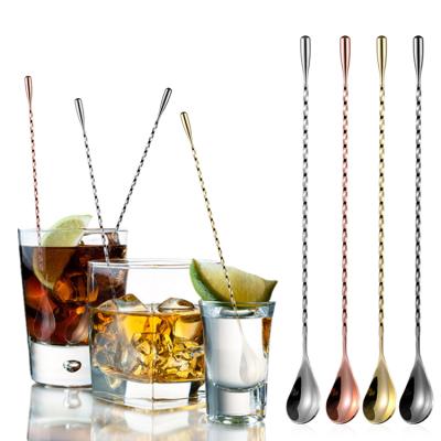 China Amazon Selling Scoop Stainless Steel Stocked Mixing 304 Cocktail Hot Tea Coffee Milk Drop Water Stirring Spoon for sale