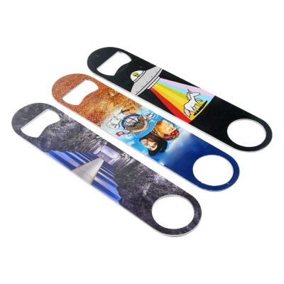 China Sustainable Fashion Custom Logo Stainless Steel Metal Sublimation Blank Beer Bottle Opener for sale