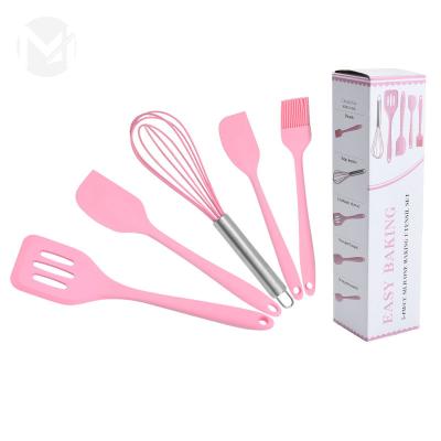 China 2021 Factory Direct Viable 5pcs Utensil Cooking China Silicon Kitchen Cooking Tool Kit for sale