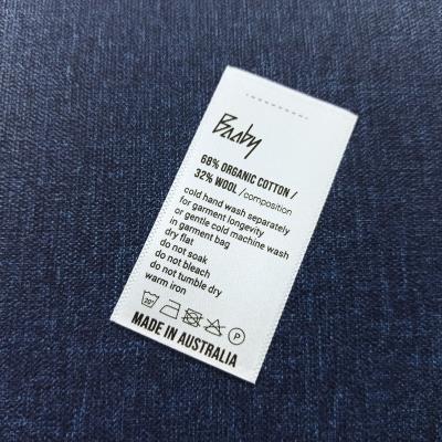 China Eco-friendly Red Polyester Satin Wash Care Label With Clothing Care Symbols Symbols for sale