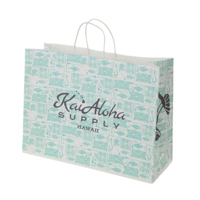 China Colorful Printing And Logo Never Rub Off Wholesale Custom Printed Your Own Logo Packaging White Brown Kraft Gift Craft Shopping Paper Bag With Ribbon Handles for sale