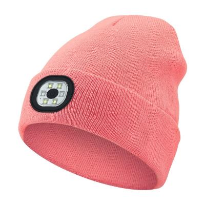 China For sport New outdoor riding lighting headlight hat multi-color optional night running knit hat for sale