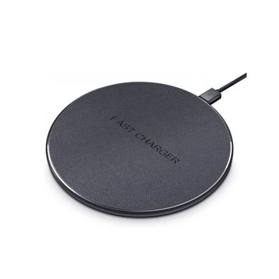 China Custom Logo Leather Phone Charger 10W Mobile Phone Best Wireless Charger for iphone11 pro pixel 3 for sale