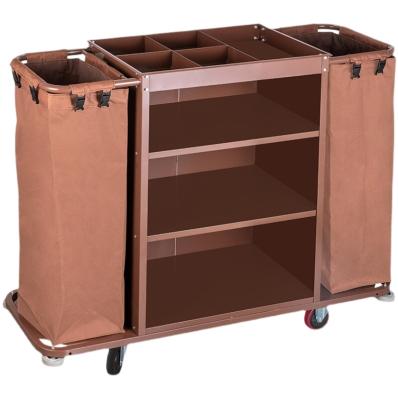 China Hotel Room High Quality Multi Function Serving Trolley Canvas Laundry Cart With Wheels for sale