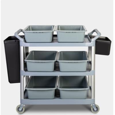 China Heavy Duty Plastic 3 Tier Hotel China Factory Dining Car Folding Dining Food Serving Trolley Trolley For Restaurant for sale