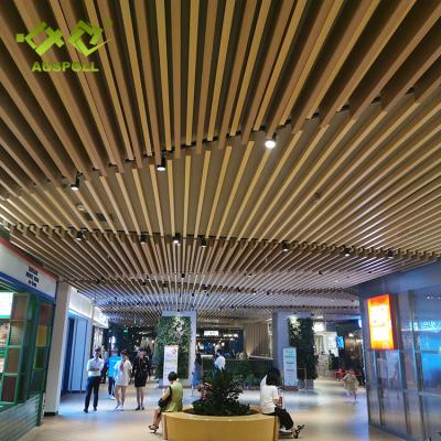 China Artistic Ceilings U Shape Baffle Ceiling Wood Grain Aluminum U Shape Baffle Ceiling Design for sale