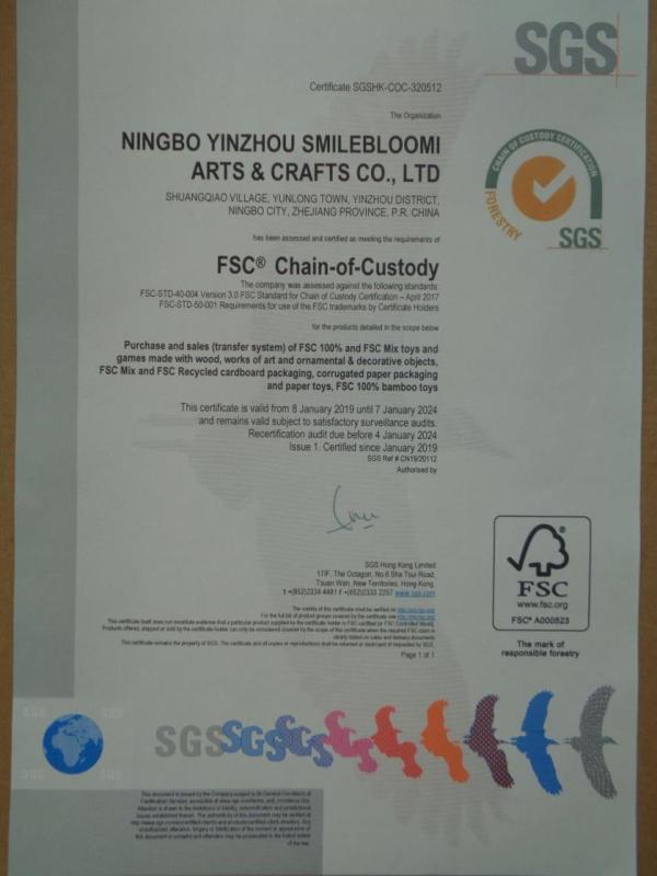 FSC - Ningbo Yinzhou Smilebloomi Arts & Crafts Co., Ltd.